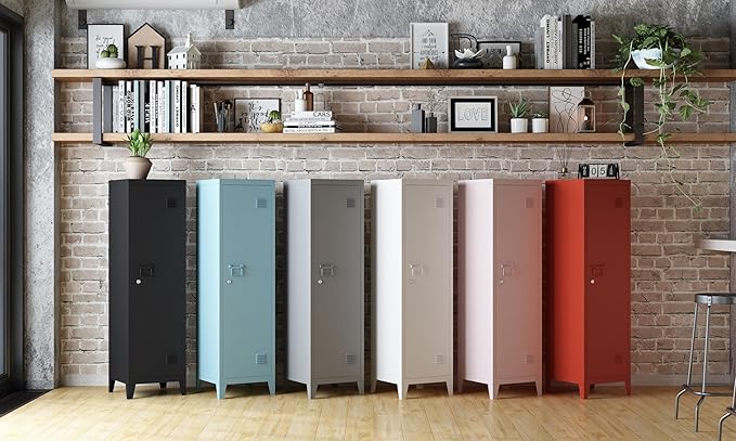MIOCASA Metal Cabinet Home Office Storage Cabinets with Doors and Shelves Lockable File Cabinet Organizer Coat Lockers for Kids