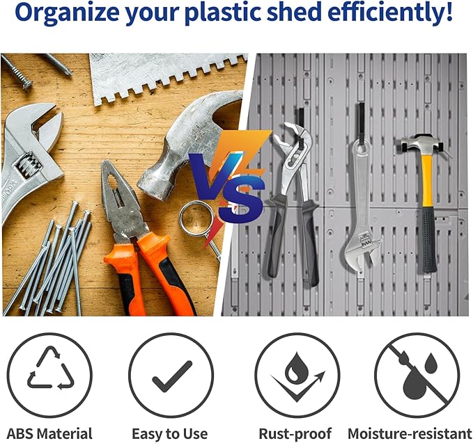 6Pcs Storage Shed Hooks for Suncast/Craftsman, J-Shape and U-Shape Suncast Shed Accessories, Premium ABS Garden Garage Storage Organization, Shed Shelves for Hanging Shed Organization Supplies