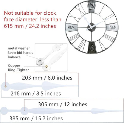 TIKROUND Youngtown 12888 High Torque Long Shaft Clock Movement Mechanism with 12 Inch Long Spade Hands Total Shaft Length 1-3/32 inches(White Hands)
