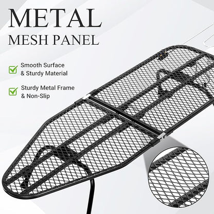 Metal Mesh Panel Tabletop Ironing Board | Foldable Iron Board | Heavy Duty Small Iron Board with Heat Resistant Cover and 100% Cotton 8mm Thicken Pad | 31.5"x11.8"x6.2"