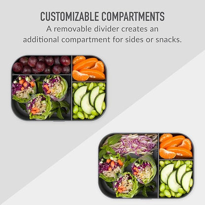 Bentgo® Modern Tray with Matte Lid - Reusable, BPA-Free, Meal Prep Containers for Adults with Removable Divider - 3 or 4 Compartments for Healthy Portioned Meals At Home & On the Go (Dark Gray)