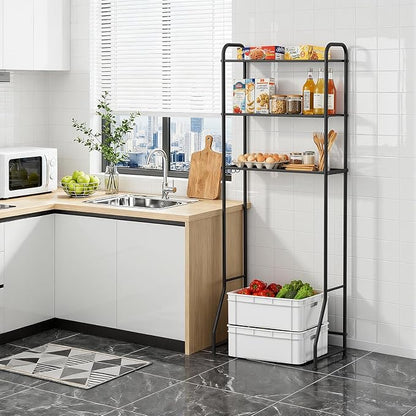 3 Tier Over The Toilet Storage Rack, Bathroom Organizer Shelf Over Toilet with 4 Hook, Space Save Freestanding Metal Bathroom Shelves