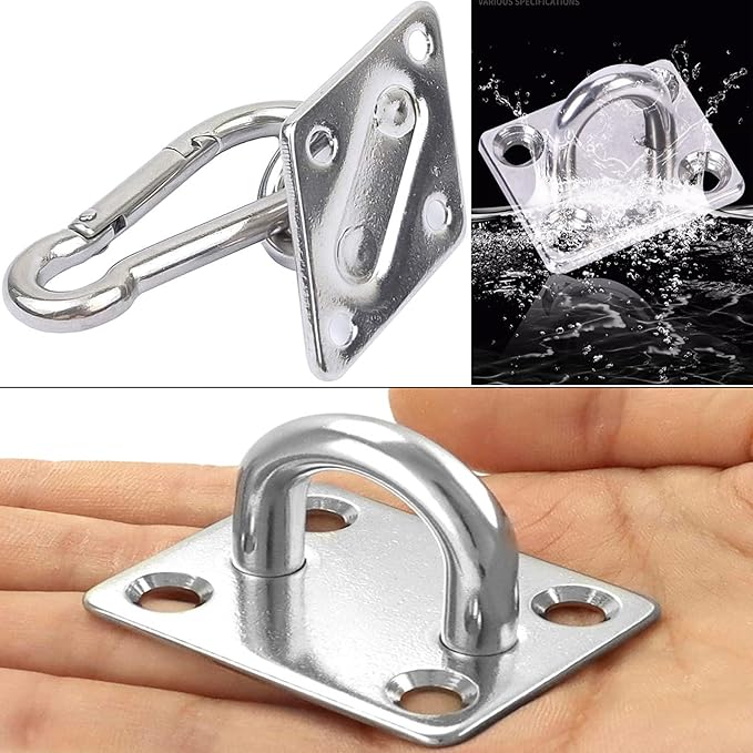 Dog Tie Out Mounted Wall Hook with Clip - Secure Dog Leash Parking Indoor&Outdoor, Stainless Steel Practical Lead Management for Small/Medium/Large Dogs Up to 500lbs (4pcs：silver, for 500lbs)