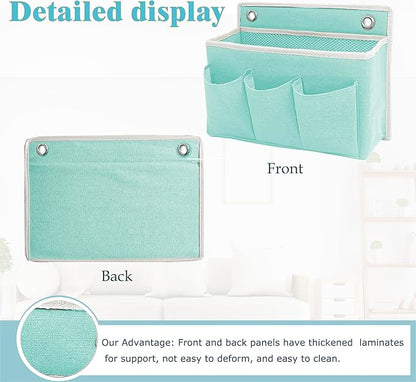2-Pack Wall Hanging Organizer Bag/Hanging Baskets with Large Mesh Compartment & 3 Pockets，Over the Door Organizer Space Saving Storage for Bedroom,RV Camper, Closet (Green -2 Pack)