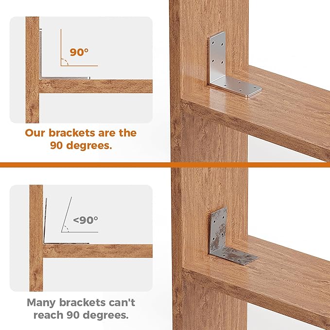 8 Pcs 3"x3" L Brackets Heavy Duty, Galvanized Corner Brace for Wood, Angle Iron with Recessed Holes, 90 Degree Angle Bracket for Floating Shelves, Wood Beams, Furniture, Bed