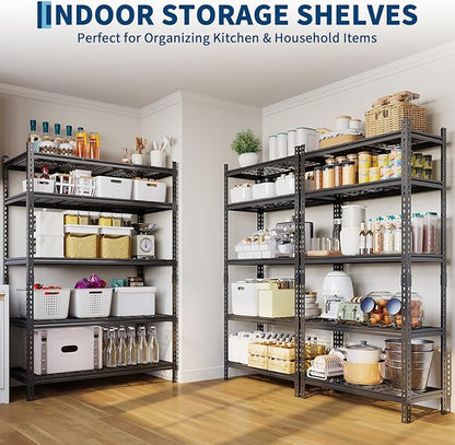 Garage Shelving 2200 LBS Storage Shelves Adjustable Metal Shelving Unit Heavy Duty 5 Tier Metal Shelves for Garage Kitchen Pantry Warehouse Basement, 36" W × 16" D × 72" H