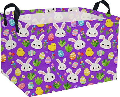 Easter Basket for Kids Gift Baskets Empty Baby Easter Basket for Boys and Girls Rectangular Toy Storage Bins Organizer Bin Box Cute room Decor for Home