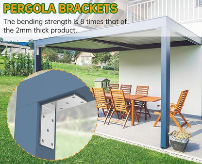 5" X 5" X 2.5" Heavy Duty L Brackets for Wood (4 PCS), L-Shaped Corner Brackets for Shelving and Furniture , Silver