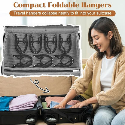 6 Pcs Portable Travel Hangers for Cruise Ship Essentials 2026, Plastic Folding Foldable Hangers Clothes Drying Rack Travel Accessories for Suitcase, RV, Camping, Flying, Hotel, Road Trip (Black)
