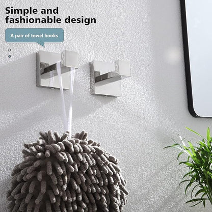 KOKOSIRI Bath Towel Hook Wall Mount Square Robe Hook Coat Hook, Bathroom Kitchen Garage Heavy Duty Wall Mounted, SUS 304 Stainless Steel, Polished Chrome, B1010CH-P2