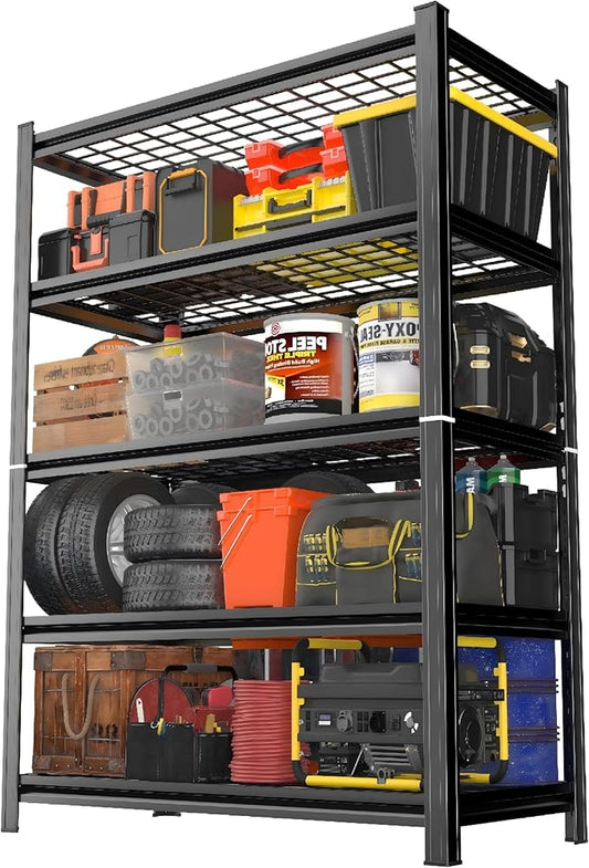 48" W*24" D Garage Shelving 5-Tier Wire Metal Shelving Unit 2500 lbs Storage Shelves Adjustable Heavy Duty Steel Shelf for Warehouse Kitchen Pantry Basement, Black, 71.2" H