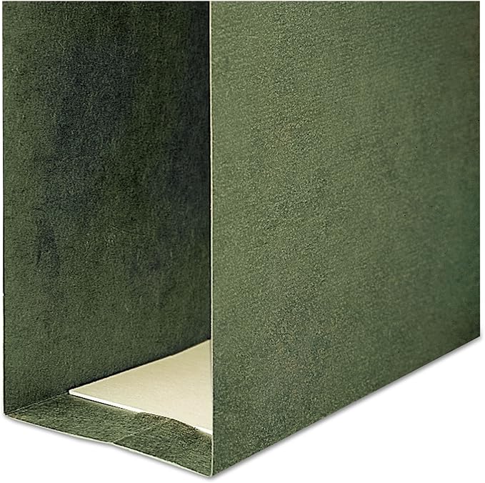 Smead Hanging File Folder with Tab, 1/3-Cut Adjustable Tab, Legal Size, Standard Green, 25 per Box (3-Inch Expansion, Legal)