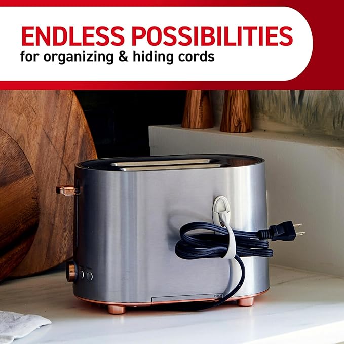 Command Cord Bundlers, Damage-Free Hanging Cord Organizer, No Tools Cord Bundler for Hanging Electrical Cables, 6 Gray Cord Bundlers and 12 Strips