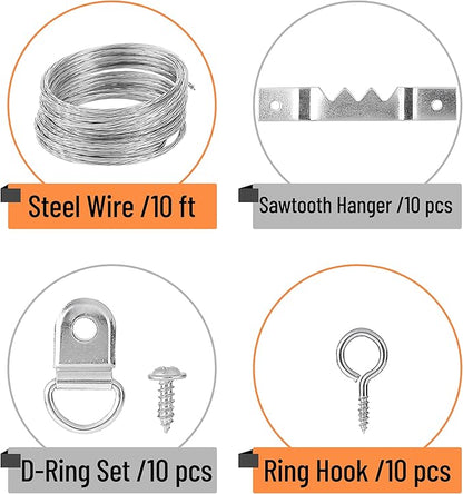 Mr. Pen Picture Hanging Kit, 220pc - Wall Hangers, Picture Hangers, Nails, Hooks