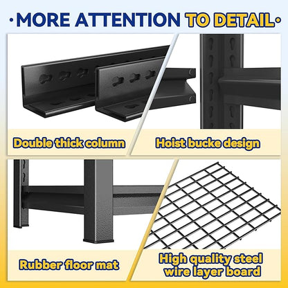 Garage Shelving, Heavy Duty 5-Tier Wire Shelving Unit, 72" H x 48" W x 24" D, 2500 lbs Load Capacity Storage Shelves, Adjustable Metal Shelves for Garage, Kitchen, and Pantry Storage