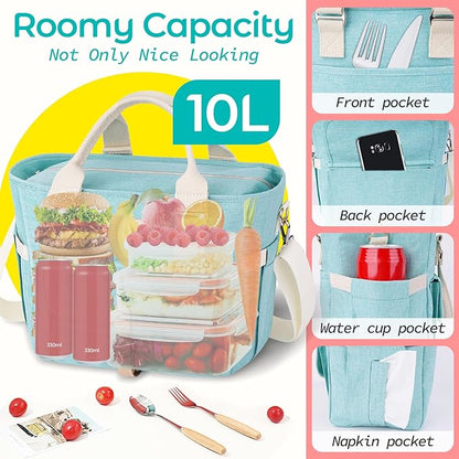 KIPBELIF Cute&Classy Roomy Insulated Lunch Bags for Women - Stylish & Functional Large Tote Adult Lunch Box for Working & Picnic(Standard,Fresh Green)