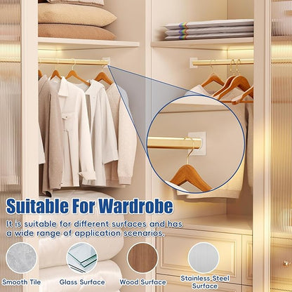 6 Pack Shower Rod Holder with Strong Adhesive, Sleek Shower Curtain Rod Holder for Wall, Clear Tension Curtain Rod Bracket No Drilling(Rod not Included)