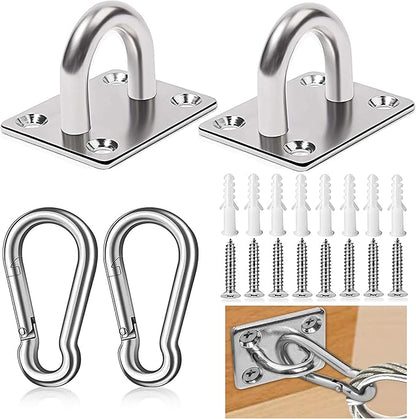Dog Tie Out Mounted Wall Hook with Clip - Secure Dog Leash Parking Indoor&Outdoor, Stainless Steel Practical Lead Management for Small/Medium/Large Dogs Up to 500lbs (2pcs：Silver)