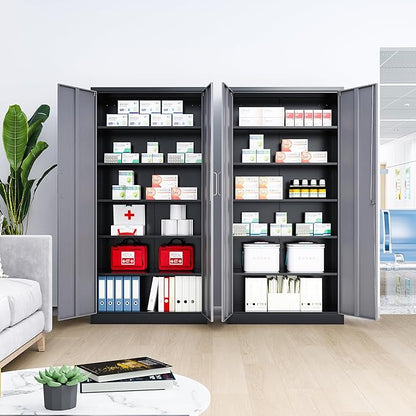 72" Metal Locker Storage Cabinet,72" Tall Locking Cabinet with Doors and Adjustbale Shelves,File Cabinets for Basement,Garage,Home Office