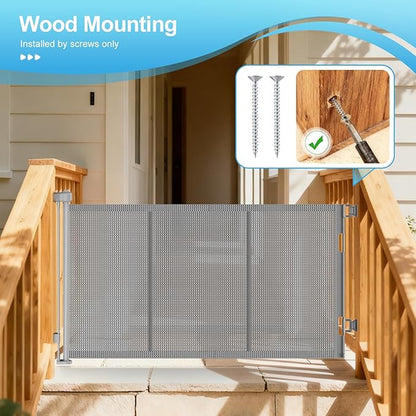 EZIGO Retractable Baby Gates Replacement Parts, Full Set Wall Mounting Accessories Including Brackets, Latches, Screws for 120 inch Extra Wide Baby Gate Pet Gate Mesh Gate Retractable Dog Gate, Gray