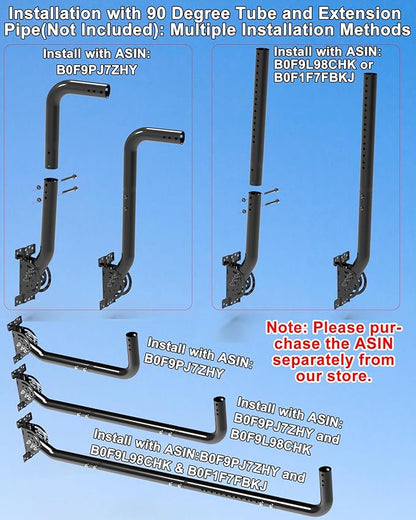 Heavy Duty Antenna Mount, 1-Pack 13 in Three-Screw Locking Pivot J-Pole for Wall, Eave or Roof, 1.38 in OD, Expandable Mast for TV Antenna, Access Point, Bridge, Weather Station or Starlink Setups