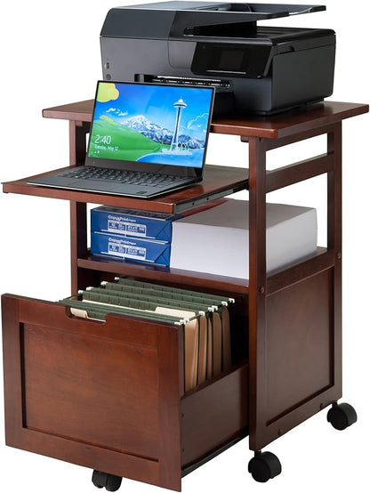 Winsome Piper 3-Shelf Wood Mobile Printer Stand, Brown (94427)
