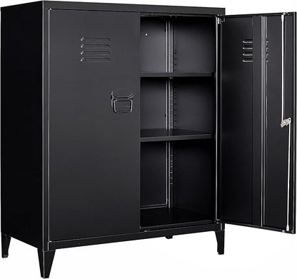 SISESOL Storage Cabinet with Doors and Shelves,40" Metal Storage Cabinet with Lock Door Adjustable Shelf,Office Storage Cabinets,Garage Tool Cabinets for Home,Office,School,Kitchen