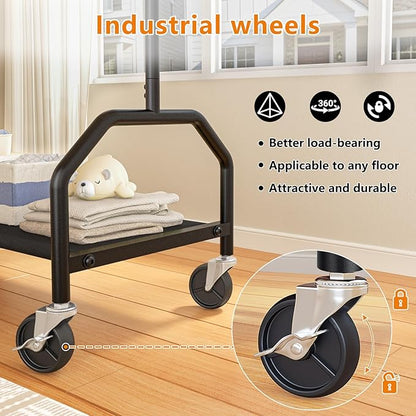Clothes Rack Double Hanging Clothes Rack Clothing Rack Garment Rack 130LBS Capacity 34.5" W X15.8 D X 79" H Rolling Clothes Racks for Hanging Cothes with Bottom Shelf