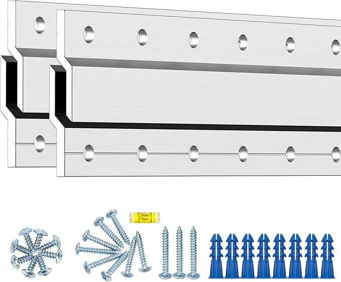 French Cleat Hanger 34 Inch - 2 Pack - Picture, Mirror, Whiteboard, Pallet or Panel Interlocking Wall Mounting Bracket - Aluminum Z Bar Clip Hanger Supports 150 lbs