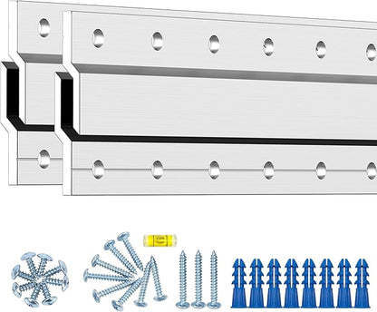 French Cleat Hanger 34 Inch - 2 Pack - Picture, Mirror, Whiteboard, Pallet or Panel Interlocking Wall Mounting Bracket - Aluminum Z Bar Clip Hanger Supports 150 lbs