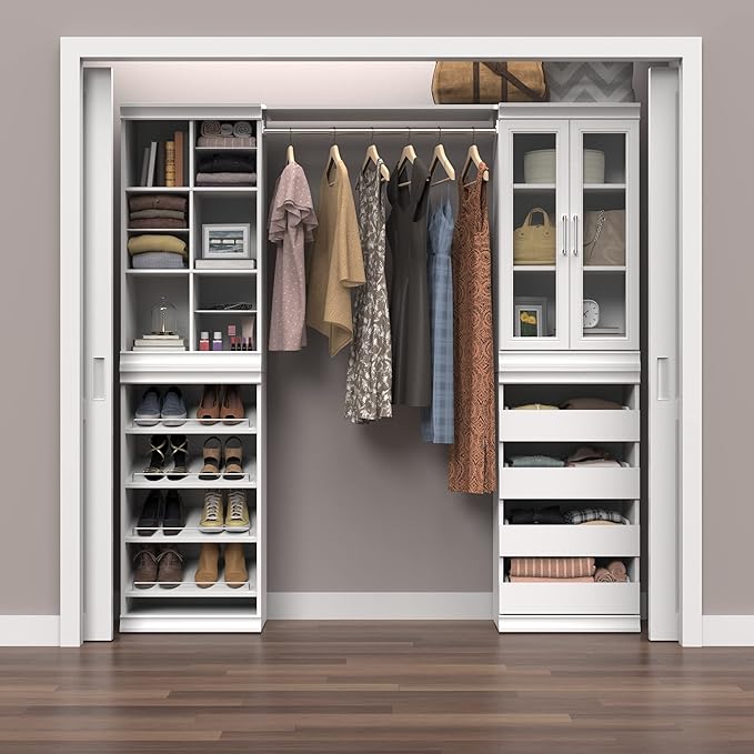 ClosetMaid Modular Storage Shelf Unit with Angled Shoe Shelves, White