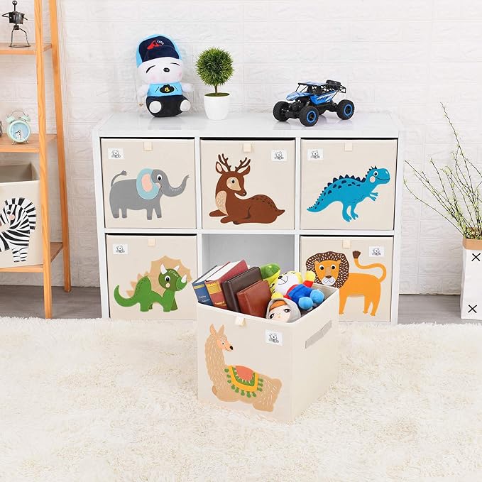 CLCROBD Foldable Animal Cube Storage Bins Fabric Toy Box/Chest/Organizer for Toddler/Kids Nursery, Playroom, 13 inch (Dino T-Rex)