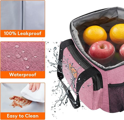 Lifewit Medium Lunch Bag Insulated Lunch Box Soft Cooler Cooling Tote for Adult Men Women, Pink 12-Can (9L)