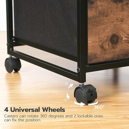 HOOBRO 3-Drawer Mobile File Cabinet, Vertical Filing Cabinet, Under Desk Cart with Drawers for Home Office, Rolling Printer Stand, A4/Letter-Sized, Fabric Drawer, Rustic Brown BF30WJ01