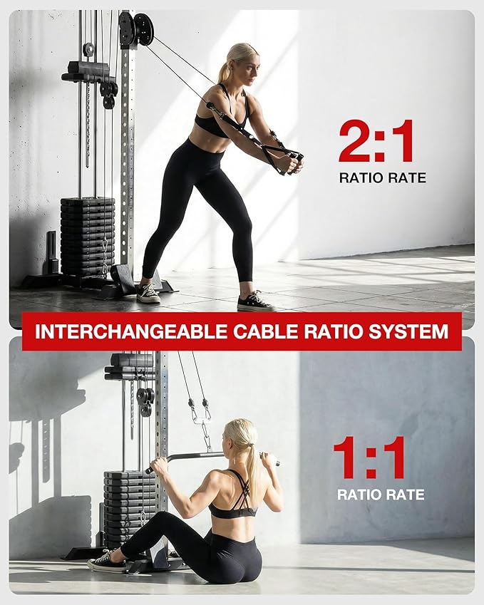 Mikolo Wall Mount Cable Station, Cable Crossover Machine with Dual Pulley System and 18 Adjustable Positions for Home Gym Fitness Equipment