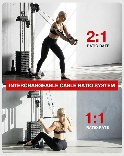 Mikolo Wall Mount Cable Station, Cable Crossover Machine with Dual Pulley System and 18 Adjustable Positions for Home Gym Fitness Equipment