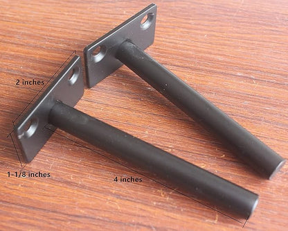 8 Pcs 4" Black Solid Steel Floating Shelf Bracket Blind Shelf Supports - Hidden Brackets for Floating Wood Shelves - Concealed Blind Shelf Support – Screws and Wall Plugs Included