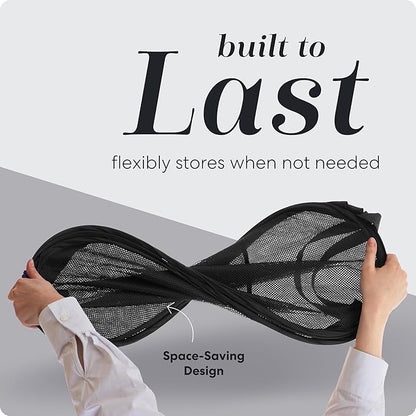 Handy Laundry Collapsible Mesh Pop Up Hamper with Wide Opening and Side Pocket - Breathable, Sturdy, Foldable, and Space-Saving Design for Clothes and Storage (Black)