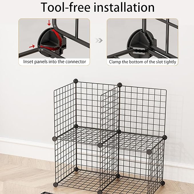 40PCS Cube Connectors Plastic Storage Wire Cube Connectors ABS Connectors Organizer for Modular Closet Storage Organizer, Wire Shelving, Wardrobe, Shoe Rack Clips, Pet Carrier, Black