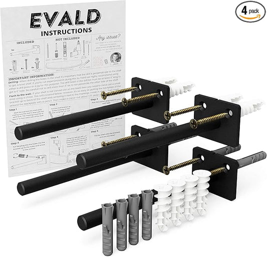 EVALD Standard Floating Shelf Bracket | 6-inch Brackets for Shelves with Anchors and Screws | Invisible Shelf Supports for Home and Office Decor | Suitable for Fireplace Various Wall Types (6 Inch)