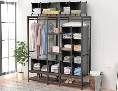 Closet Organizers and Storage, 12 Cube Storage Organizer, Portable Closet Organization Clothes Shelves for Kids, Closet, Bedroom, Bathroom, Office, Black