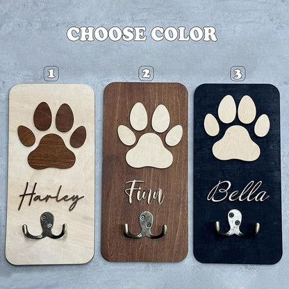 Personalized Dog Leash Holder Wall Mount, Pet Harness Hanger, Dog Collar Organizer for Entryway, Key Rack for Wall Decorative, Memorial Cat Leash Holder for Wall, Pet Loss Gifts, Home Decor