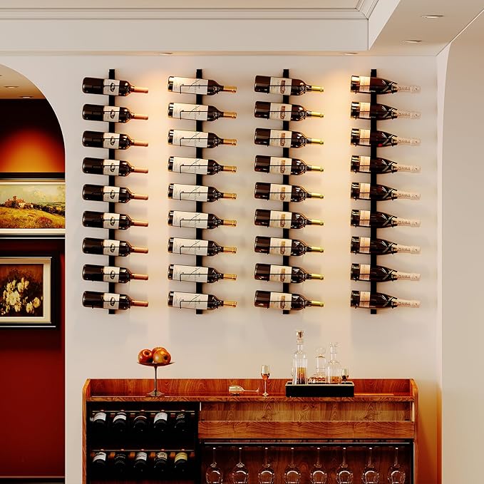 Sonyabecca Wall Wine Rack for 12 Wine Bottles?DIY Detachable Wine Storage Organizer, Wall Mount Wine Bottle Display Holder Used As One or Four, for Kitchen,Pantry,Wine Cellar,Housewarming Gift