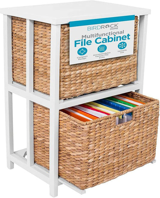 BIRDROCK HOME Havana 2 Tiered File Cubby with Wood top (Natural)