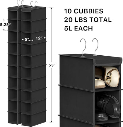 Simple Houseware 2 Pack 10 Shelves Hanging Organizer, Black