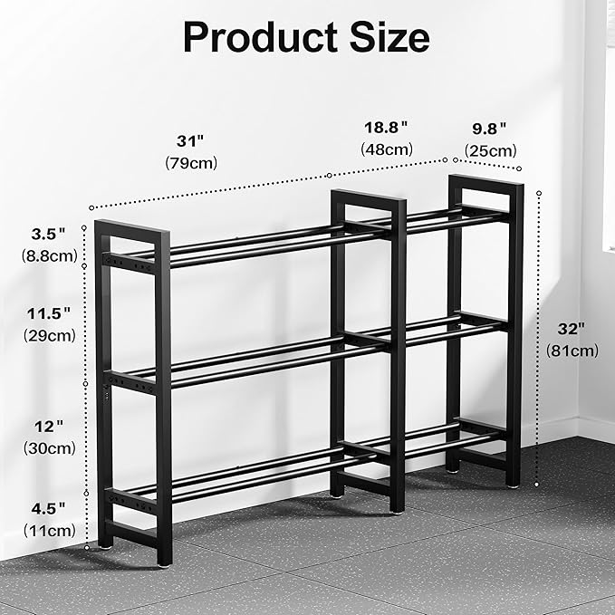Dumbbell Rack 3-Tier Weight Stand Dumbbell Storage 50In Length For Home Gym Adjustable Spacing