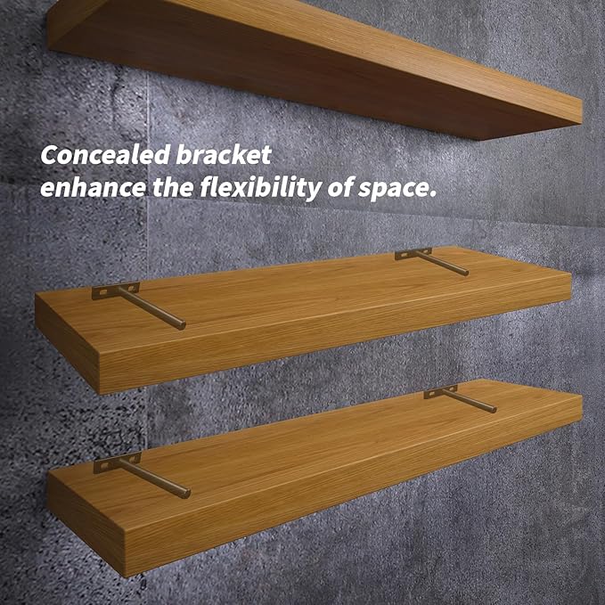 Antrader Set of 4 Floating Shelf Brackets, 4-Inch(Deep) Concealed Blind Shelf Support for Raw Wood Shelves, Matte Black, Screws and Anchors Included