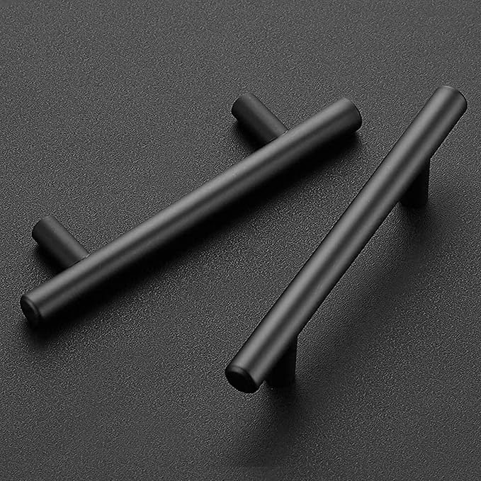 JOY DECOR 30 Pack 6 Inch Cabinet Pulls Kitchen Cabinet Handles with 3-3/4 Inch Hole Center Matte Black Cabinet Hardware Stainless Steel Kitchen Drawer Pulls for Cabinets Cupboard, 96mm Hole Centers