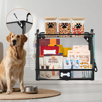 Large Metal Dog Toy Basket, Multifunctional Basket for Dog Toys Storage Organizer, Treats, Collars, Can Hold Leashes, Living Room Storage Box Bin for Dogs Supplies– Durable & Chewproof