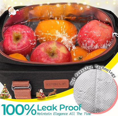 KIPBELIF Cute&Classy Roomy Insulated Lunch Bags for Women - Stylish & Functional Large Tote Adult Lunch Box for Working & Picnic(Extra Large,Classic Black)
